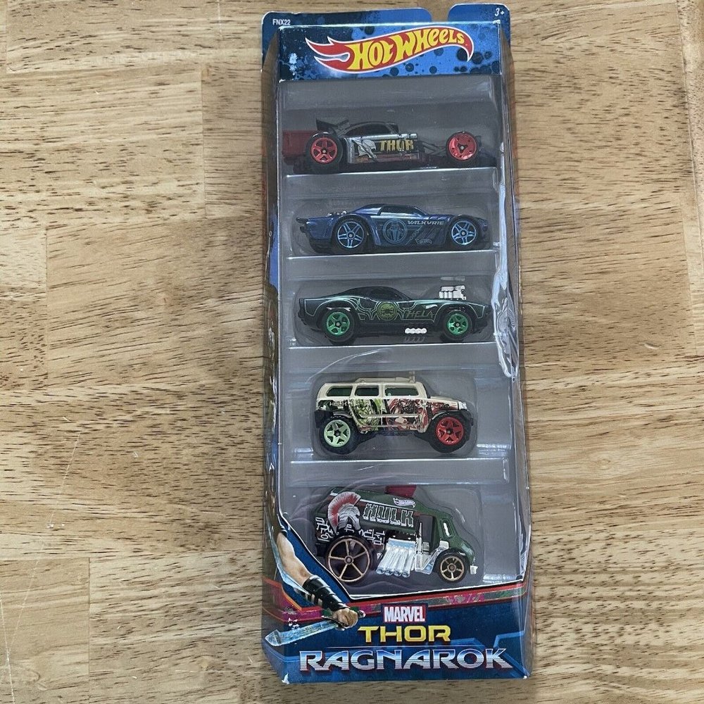 Marvel THOR RAGNOROK - HOT WHEELS Toy Car 5-Pack Set - Thor Hulk Hela Valkyrie